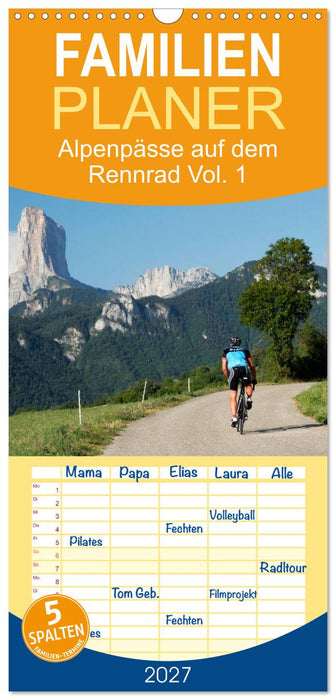 Alpenpässe auf dem Rennrad Vol. 1 (CALVENDO Familienplaner 2027)