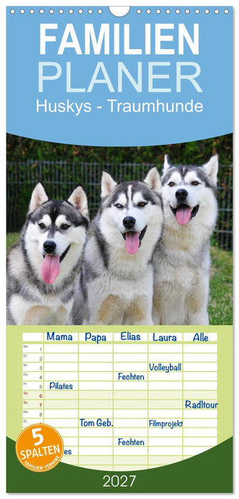 Huskys - Traumhunde (CALVENDO Familienplaner 2027)