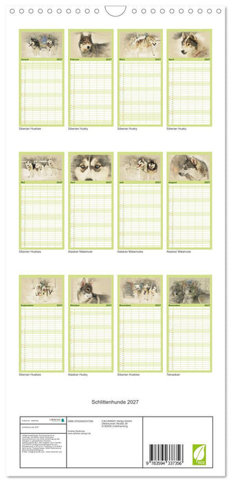 Schlittenhunde 2027 (CALVENDO Familienplaner 2027)