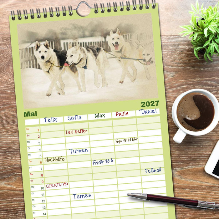 Schlittenhunde 2027 (CALVENDO Familienplaner 2027)