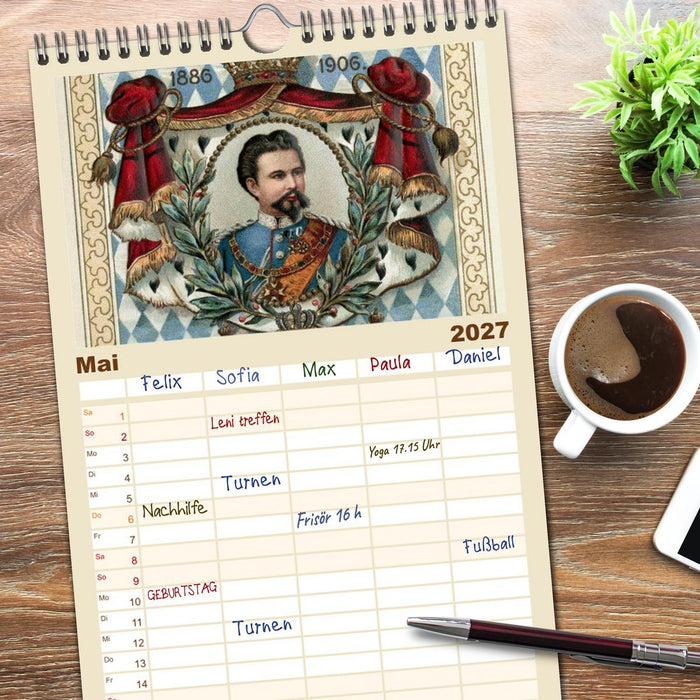 Ludwig II. von Bayern: Historische Illustrationen und Stiche (CALVENDO Familienplaner 2027)