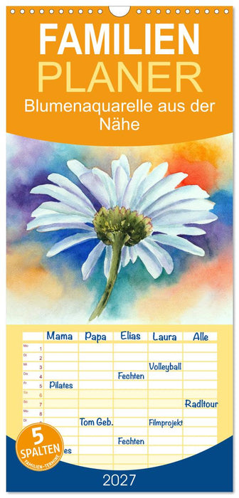 Blumenaquarelle aus der Nähe (CALVENDO Familienplaner 2027)