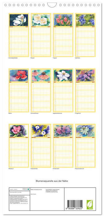 Blumenaquarelle aus der Nähe (CALVENDO Familienplaner 2027)
