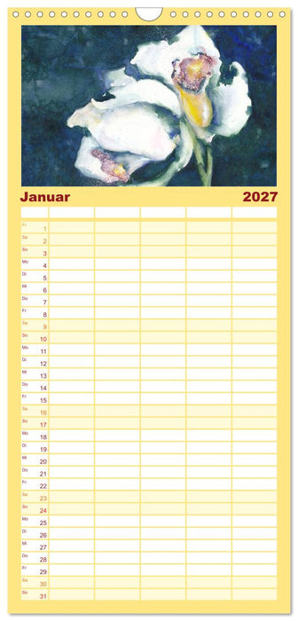 Blumenaquarelle aus der Nähe (CALVENDO Familienplaner 2027)