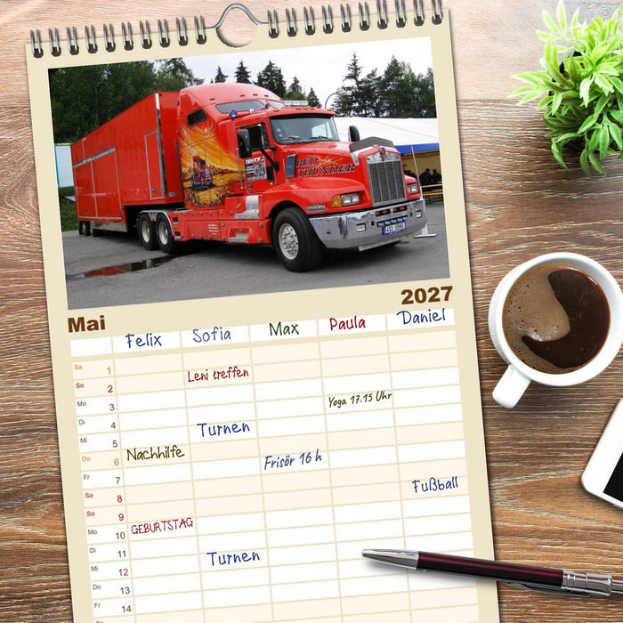 US-Trucks. Faszination Langhauber (CALVENDO Familienplaner 2027)