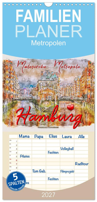 Hamburg - malerische Metropole (CALVENDO Familienplaner 2027)