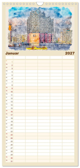 Hamburg - malerische Metropole (CALVENDO Familienplaner 2027)