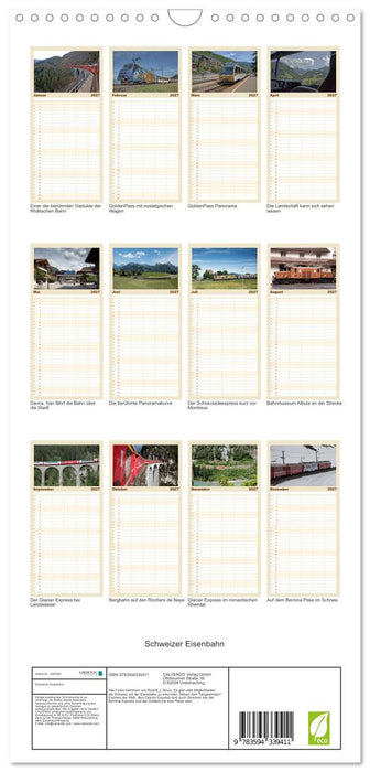 Schweizer Eisenbahn (CALVENDO Familienplaner 2027)