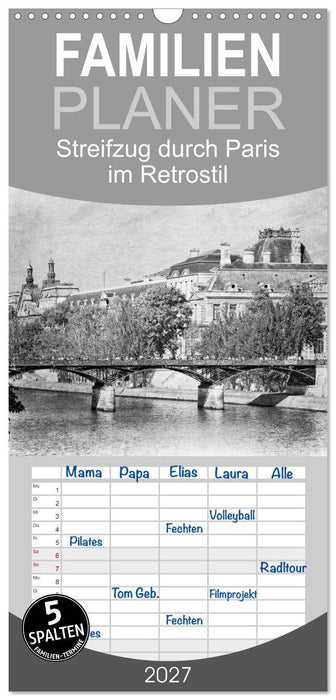 Streifzug durch Paris im Retrostil (CALVENDO Familienplaner 2027)