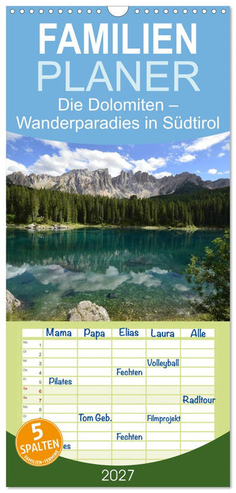 Die Dolomiten – Wanderparadies in Südtirol (CALVENDO Familienplaner 2027)