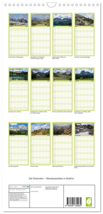 Die Dolomiten – Wanderparadies in Südtirol (CALVENDO Familienplaner 2027)
