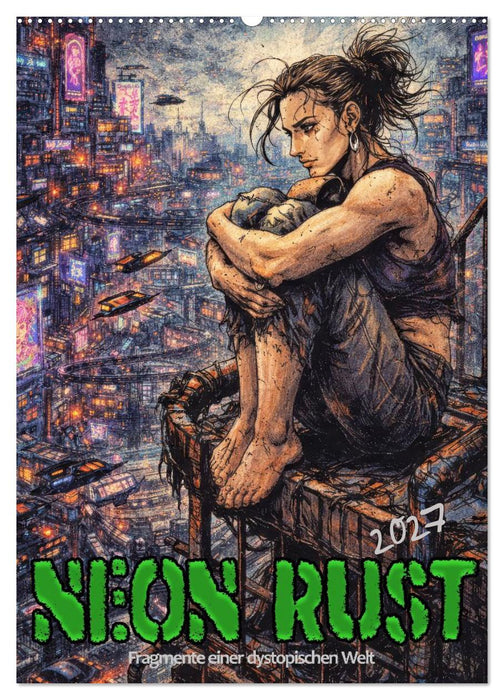 Neon Rust, Fragmente einer dystopischen Welt (CALVENDO Wandkalender 2027)
