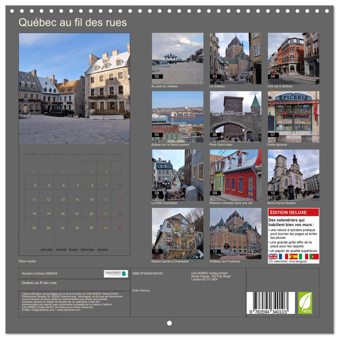 Québec au fil des rues (CALVENDO Calendrier mensuel 2027)