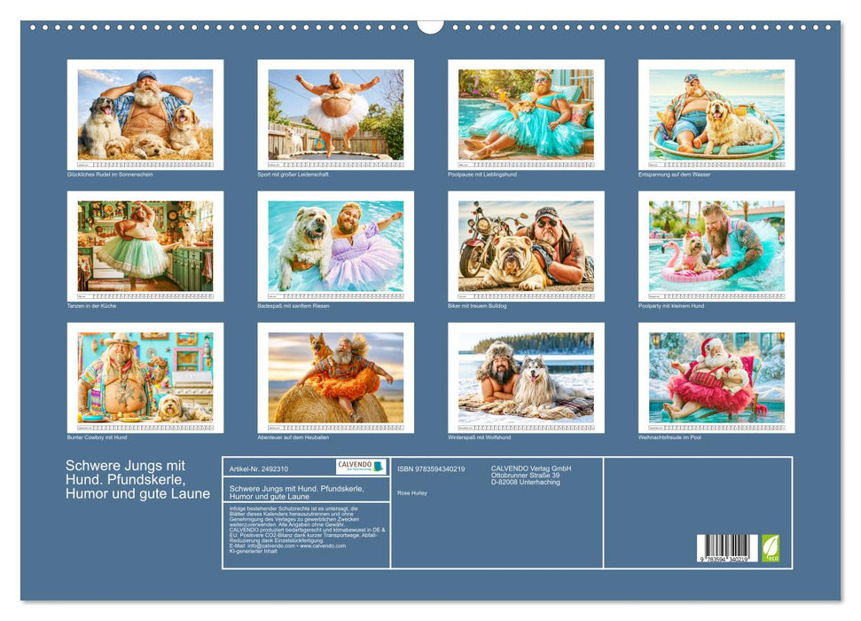 Schwere Jungs mit Hund. Pfundskerle, Humor und gute Laune (CALVENDO Wandkalender 2027)