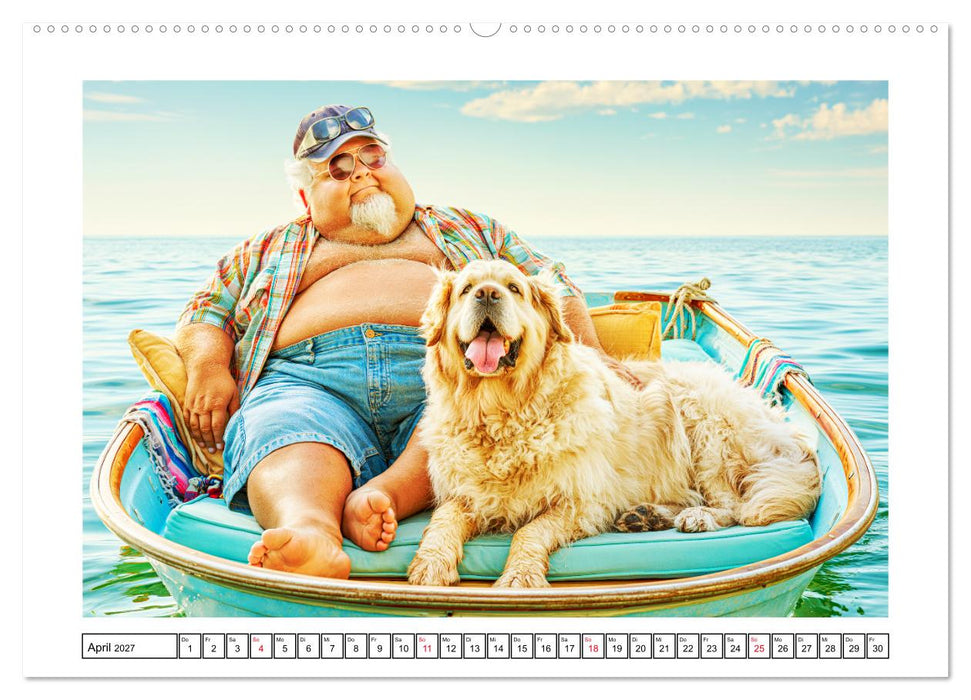 Schwere Jungs mit Hund. Pfundskerle, Humor und gute Laune (CALVENDO Wandkalender 2027)
