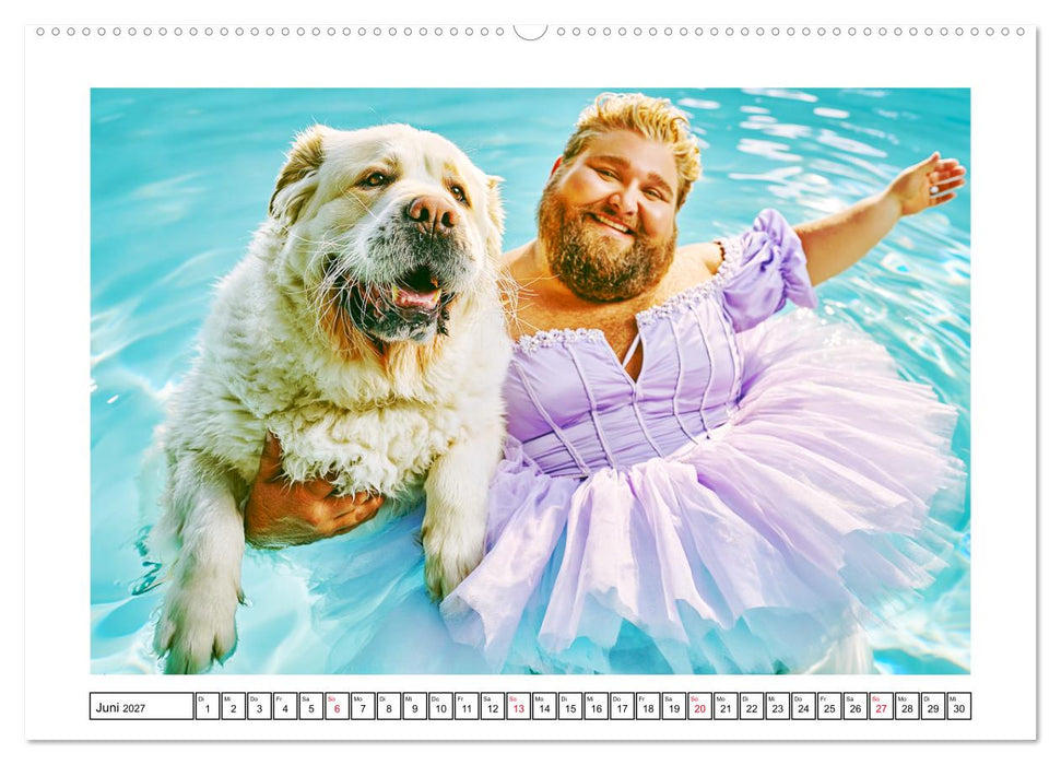 Schwere Jungs mit Hund. Pfundskerle, Humor und gute Laune (CALVENDO Wandkalender 2027)