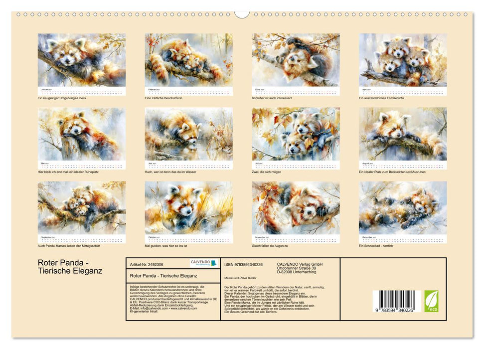 Roter Panda - Tierische Eleganz (CALVENDO Premium Wandkalender 2027)