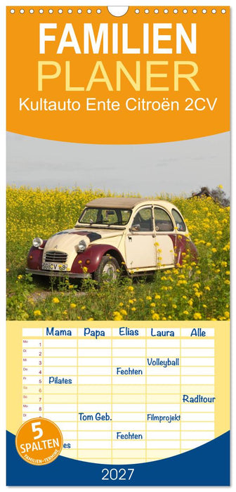 Kultauto Ente Citroën 2CV (CALVENDO Familienplaner 2027)