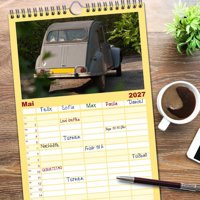 Kultauto Ente Citroën 2CV (CALVENDO Familienplaner 2027)