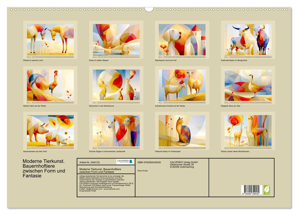 Moderne Tierkunst. Bauernhoftiere zwischen Form und Fantasie (CALVENDO Wandkalender 2027)