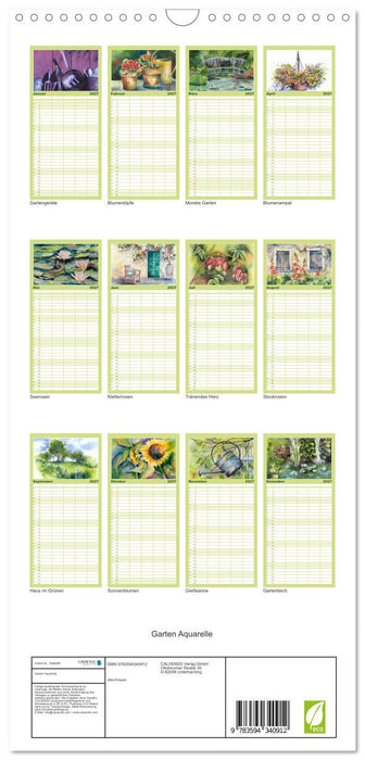 Garten Aquarelle (CALVENDO Familienplaner 2027)