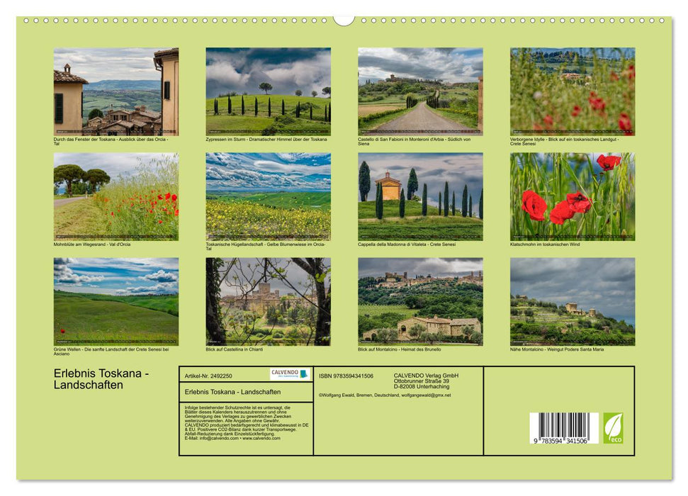 Erlebnis Toskana - Landschaften (CALVENDO Premium Wandkalender 2027)