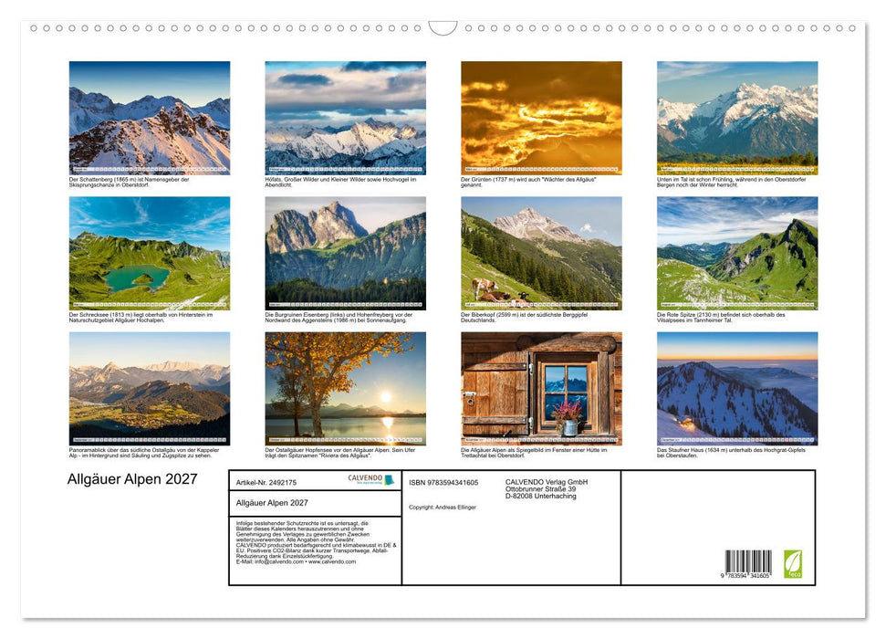 Allgäuer Alpen 2027 (CALVENDO Wandkalender 2027)