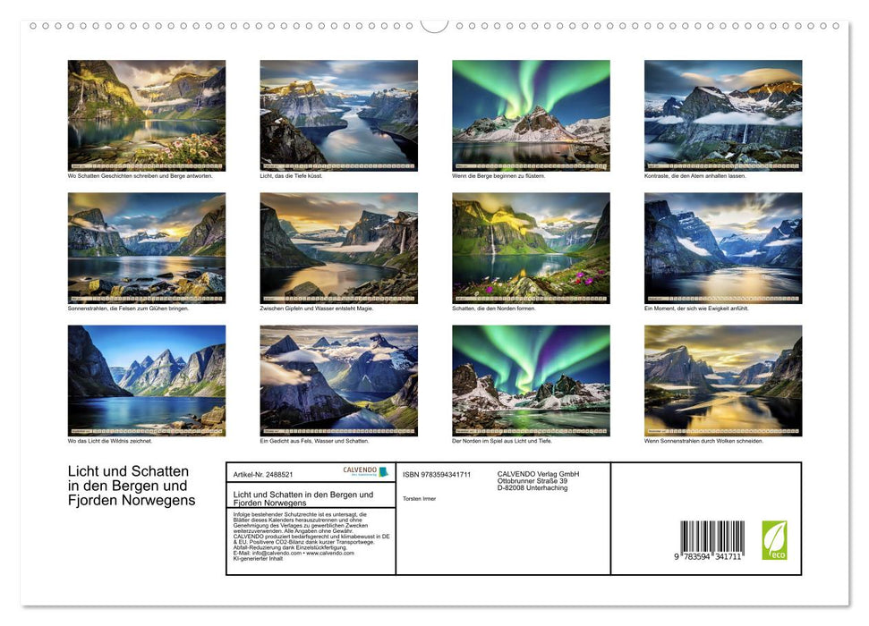 Licht und Schatten in den Bergen und Fjorden Norwegens (CALVENDO Premium Wandkalender 2027)
