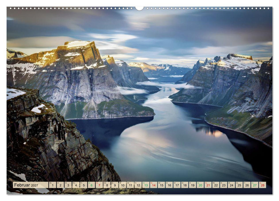 Licht und Schatten in den Bergen und Fjorden Norwegens (CALVENDO Premium Wandkalender 2027)