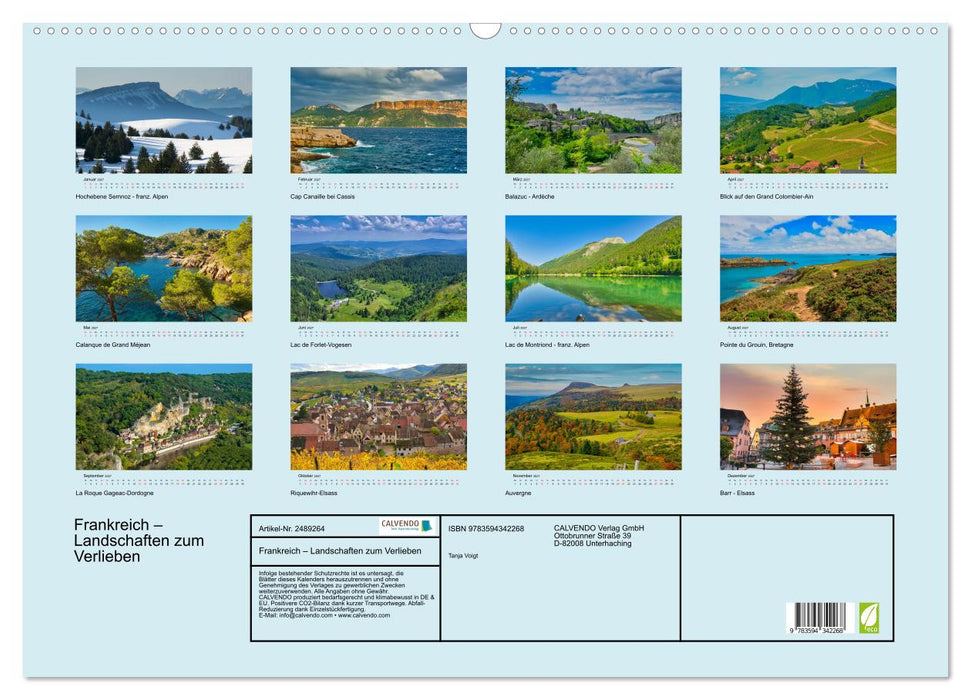 Frankreich – Landschaften zum Verlieben (CALVENDO Wandkalender 2027)