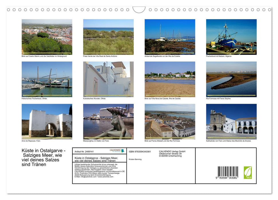 Küste in Ostalgarve - Salziges Meer, wie viel deines Salzes sind Tränen (CALVENDO Wandkalender 2027)
