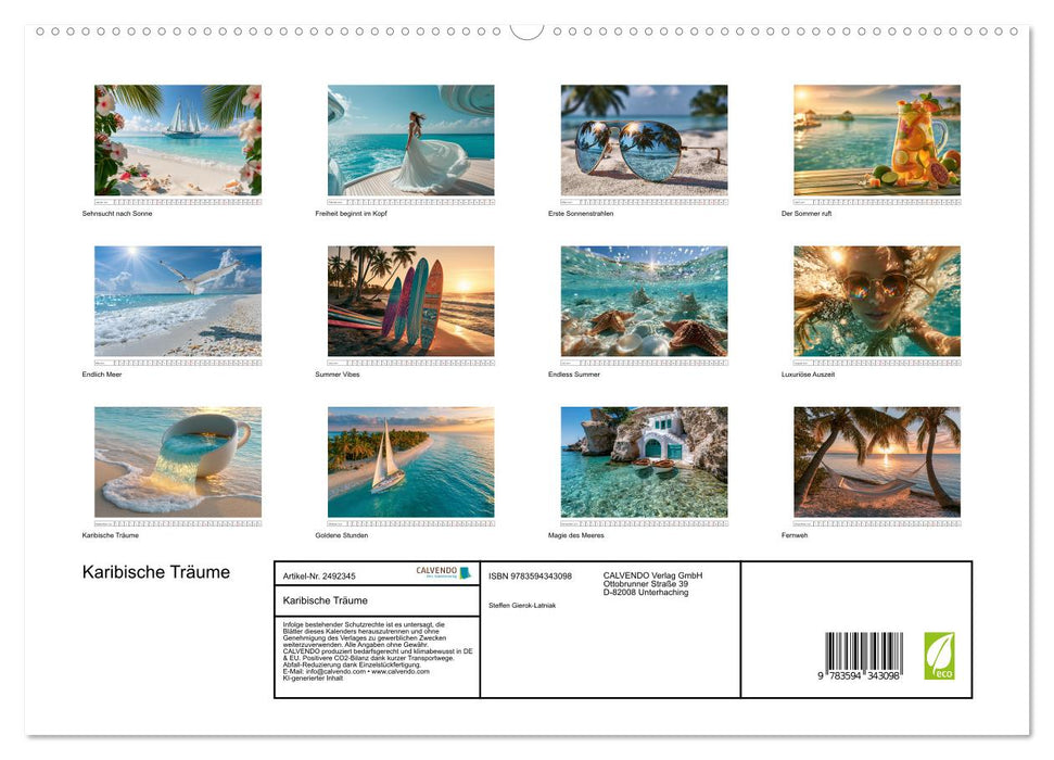 Karibische Träume (CALVENDO Premium Wandkalender 2027)