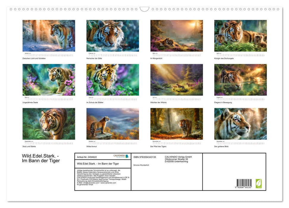Wild.Edel.Stark. - Im Bann der Tiger (CALVENDO Wandkalender 2027)