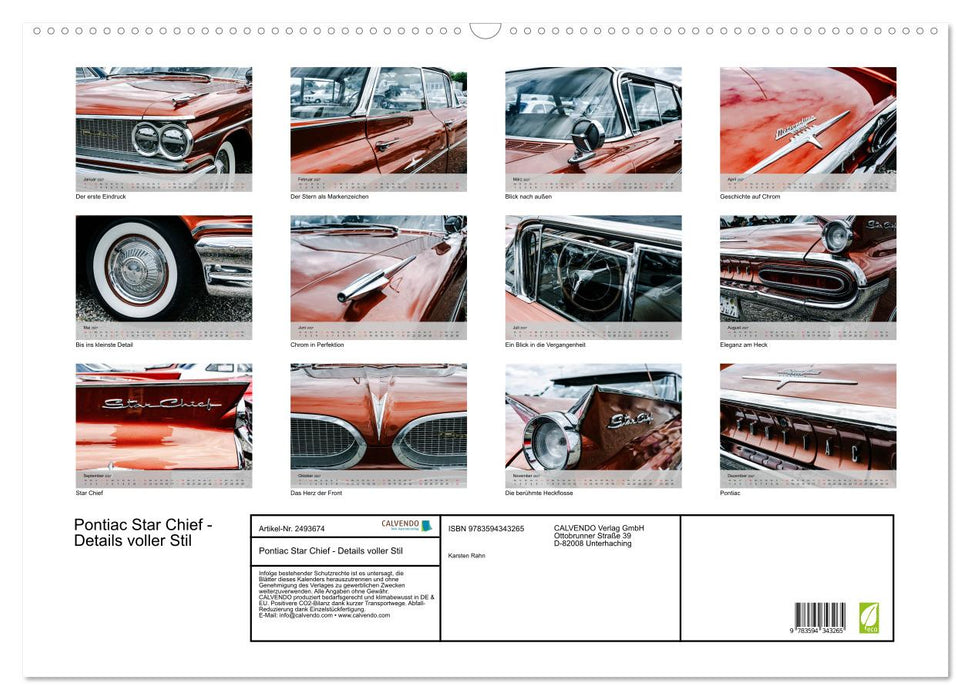 Pontiac Star Chief - Details voller Stil (CALVENDO Wandkalender 2027)