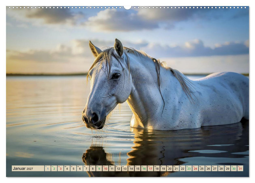Pferde-Portraits - im Wasser (CALVENDO Premium Wandkalender 2027)
