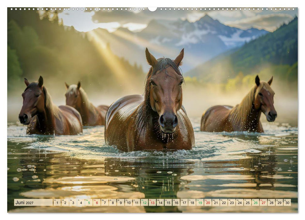 Pferde-Portraits - im Wasser (CALVENDO Premium Wandkalender 2027)