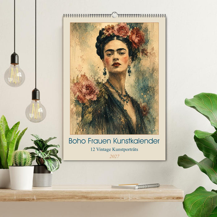 Boho Frauen Kunstkalender - 12 Vintage Kunstporträts (CALVENDO Wandkalender 2027)