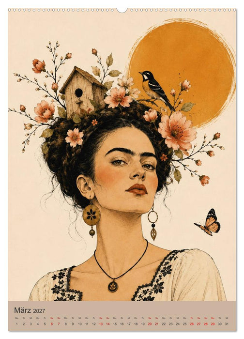 Boho Frauen Kunstkalender - 12 Vintage Kunstporträts (CALVENDO Wandkalender 2027)