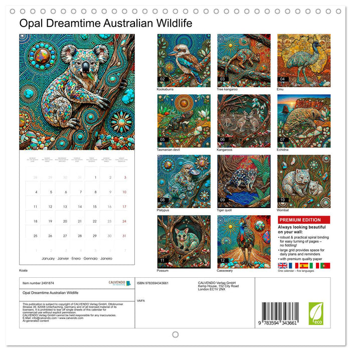 Opal Dreamtime Australian Wildlife (CALVENDO Monthly Calendar 2027)