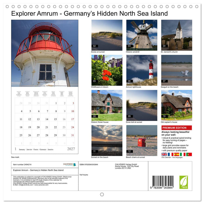 Explorer Amrum - Germany’s Hidden North Sea Island (CALVENDO Monthly Calendar 2027)