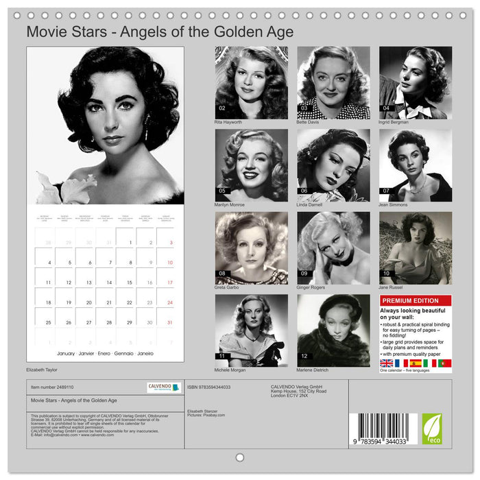 Movie Stars - Angels of the Golden Age (CALVENDO Monthly Calendar 2027)