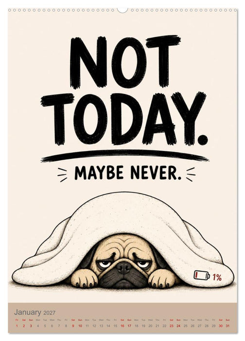 The office pug mastering the art of looking busy (CALVENDO Monthly Calendar 2027)