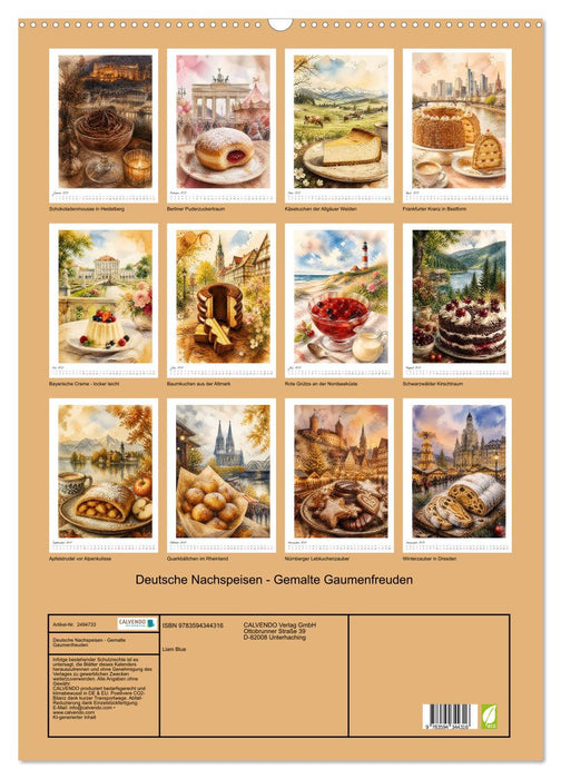 Deutsche Nachspeisen - Gemalte Gaumenfreuden (CALVENDO Wandkalender 2027)
