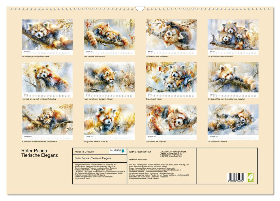 Roter Panda - Tierische Eleganz (CALVENDO Wandkalender 2027)