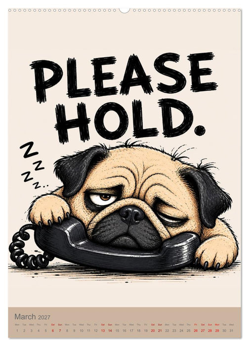 The office pug mastering the art of looking busy (CALVENDO Premium-Calendar 2027)