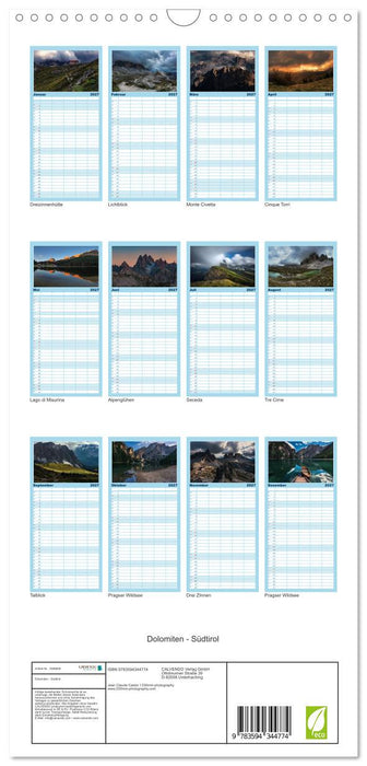 Dolomiten - Südtirol (CALVENDO Familienplaner 2027)