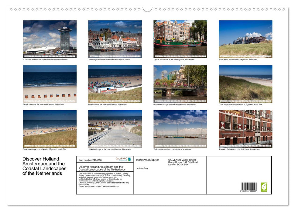 Discover Holland Amsterdam and the Coastal Landscapes of the Netherlands (CALVENDO Monthly Calendar 2027)