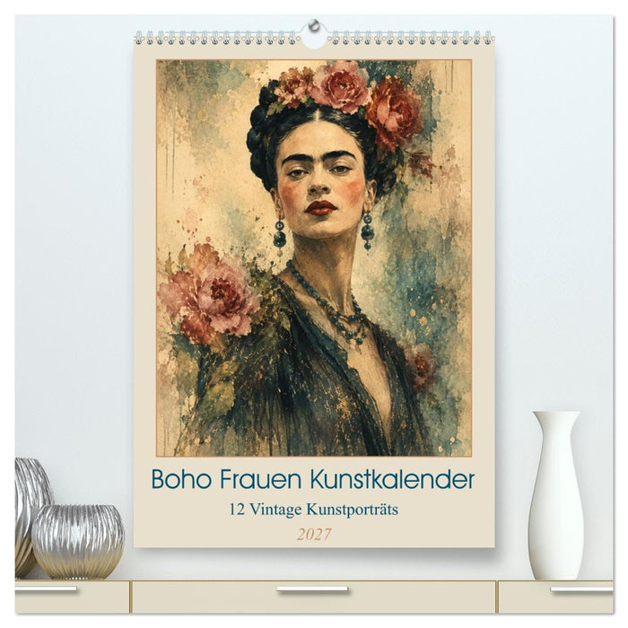 Boho Frauen Kunstkalender - 12 Vintage Kunstporträts (CALVENDO Premium Wandkalender 2027)