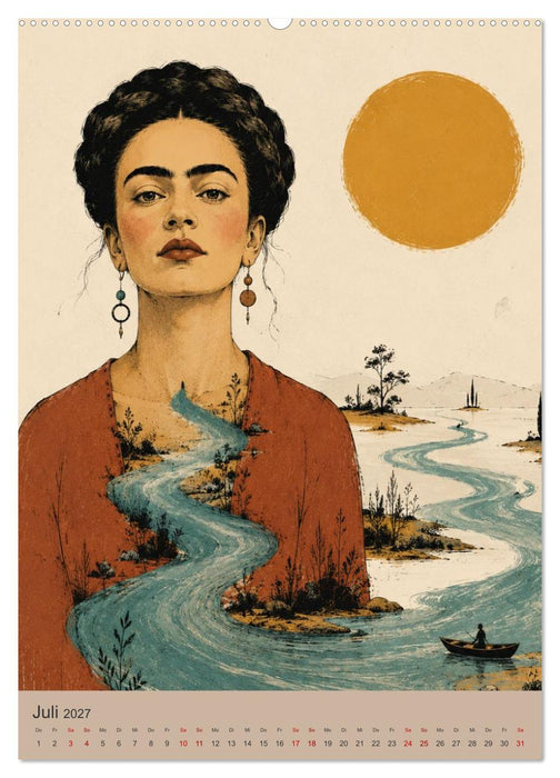 Boho Frauen Kunstkalender - 12 Vintage Kunstporträts (CALVENDO Premium Wandkalender 2027)