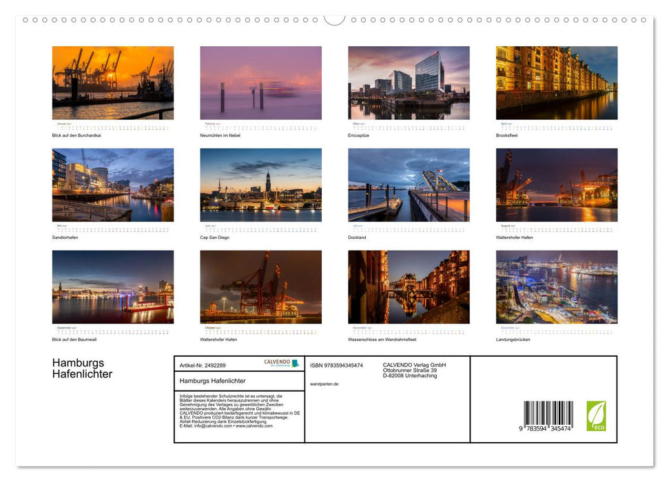 Hamburgs Hafenlichter (CALVENDO Premium Wandkalender 2027)